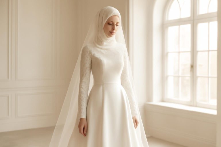 Guide pour choisir une robe de mariée modeste : élégance et respect des traditions pour la femme voilée